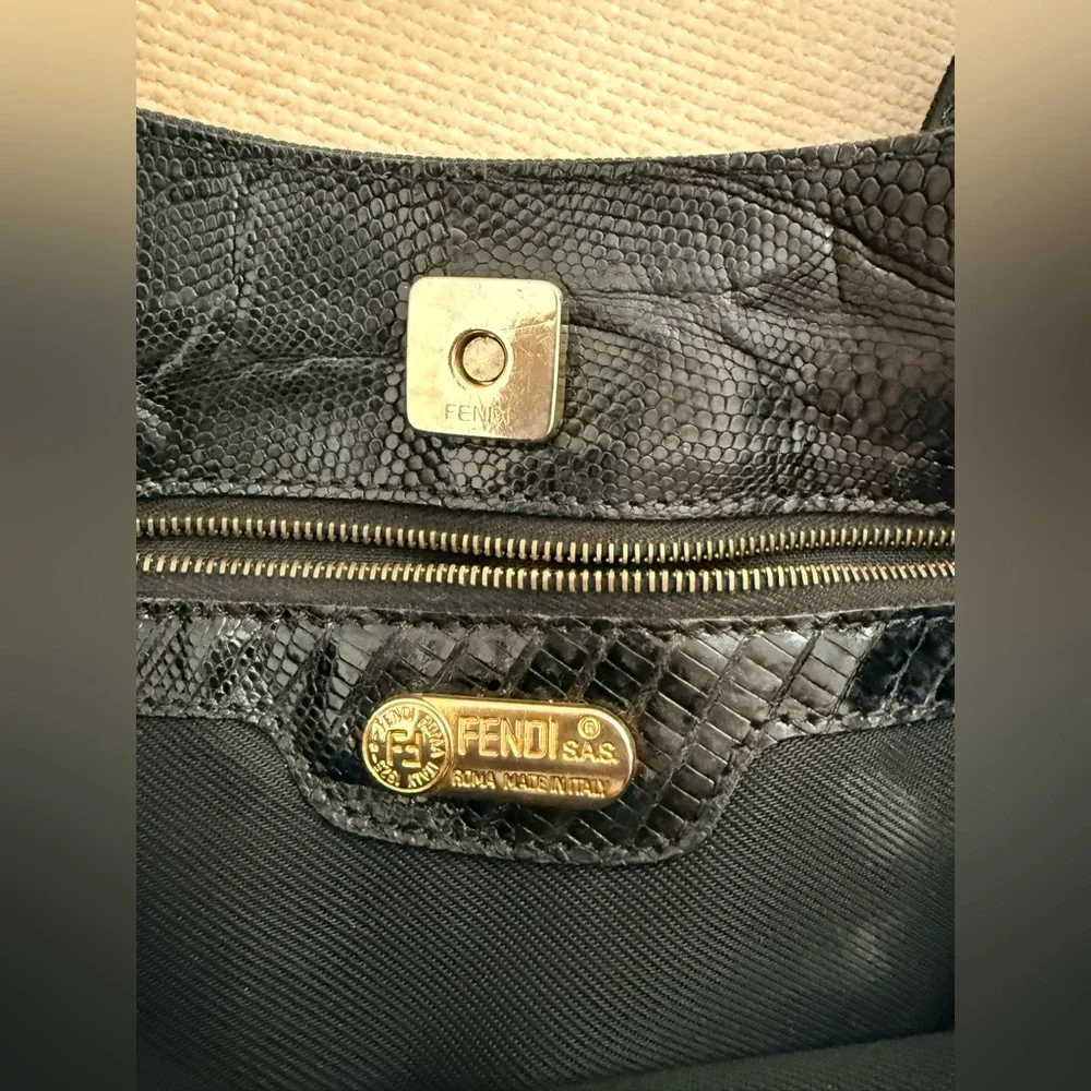Fendi Vintage Lizard-Trimmed Shoulder Bag - Picture 12 of 13